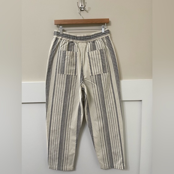 Anthropologie Black & Cream Geometric Essential Beach Casual Pants Size Medium - Picture 5 of 7
